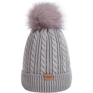 Kids Winter Beanie Children's Warm Fleece Lined Knit Thick Ski Cap with Pom